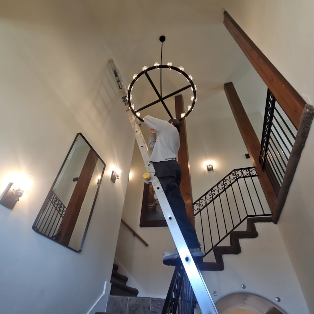 Recessed lighting installed in a Utah living room by O'Bray Electric