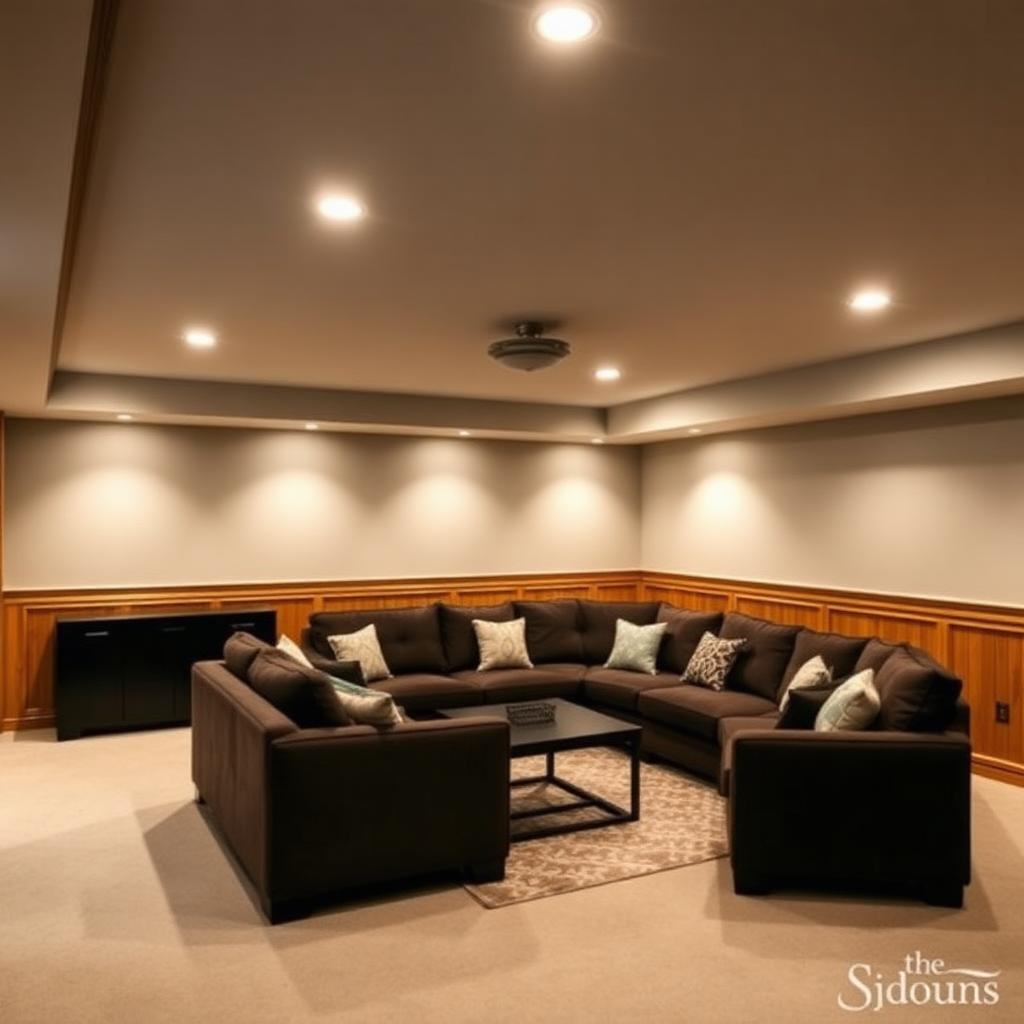 Finished basement remodel in a Utah home