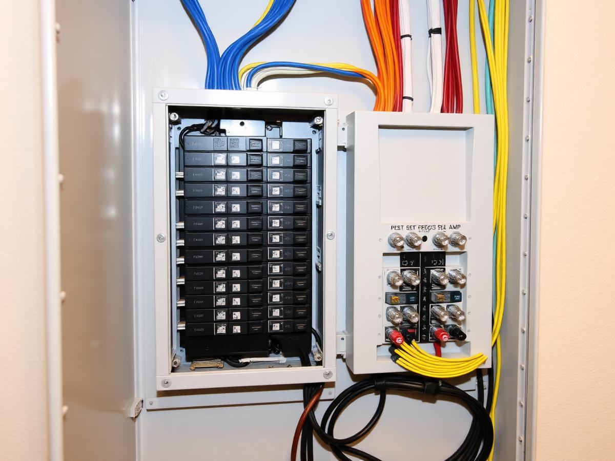 Newly installed residential electrical panel with labeled breakers
