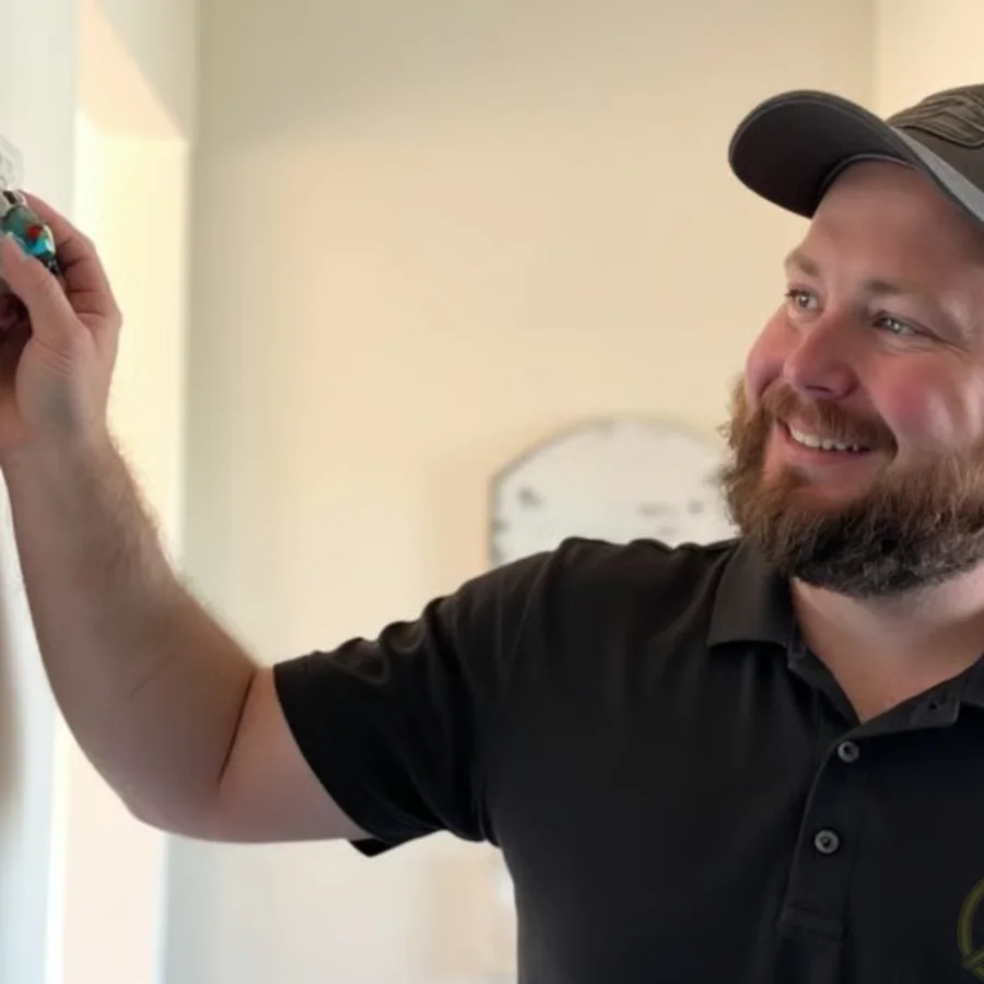 Electrician installing an indoor light switch